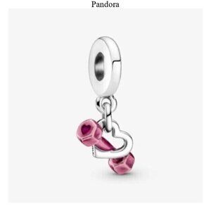 Pandora Dumbbell & Heart Dangle Charm